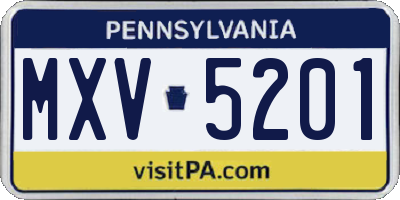 PA license plate MXV5201