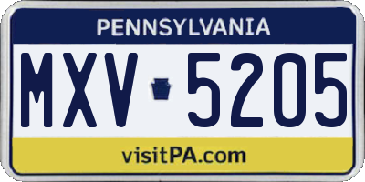 PA license plate MXV5205
