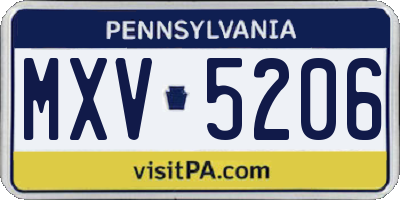 PA license plate MXV5206