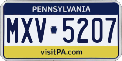 PA license plate MXV5207