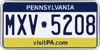 PA license plate MXV5208