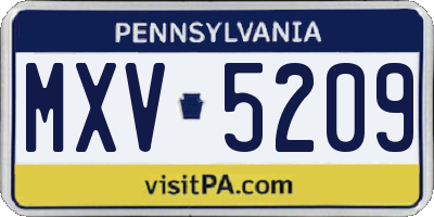 PA license plate MXV5209