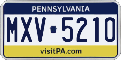 PA license plate MXV5210