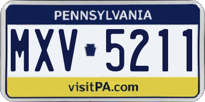 PA license plate MXV5211