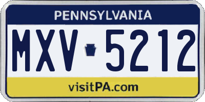 PA license plate MXV5212
