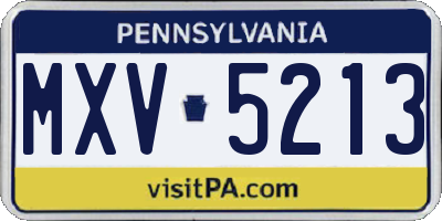 PA license plate MXV5213