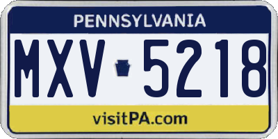 PA license plate MXV5218