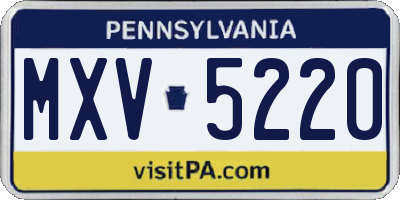 PA license plate MXV5220