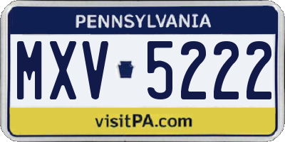 PA license plate MXV5222