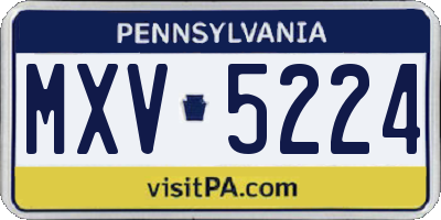 PA license plate MXV5224