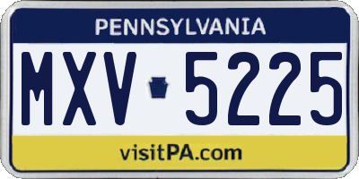 PA license plate MXV5225