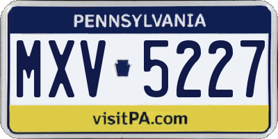 PA license plate MXV5227