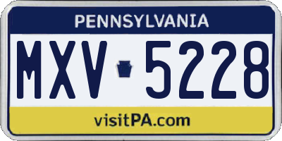 PA license plate MXV5228