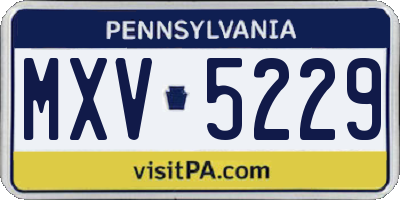 PA license plate MXV5229