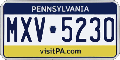 PA license plate MXV5230