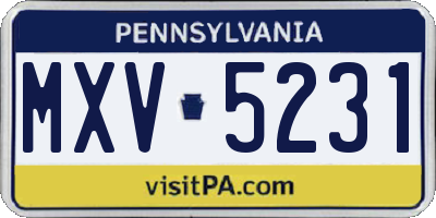 PA license plate MXV5231