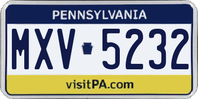 PA license plate MXV5232
