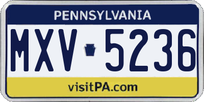 PA license plate MXV5236