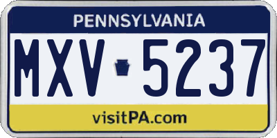 PA license plate MXV5237