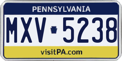 PA license plate MXV5238
