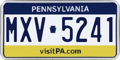 PA license plate MXV5241