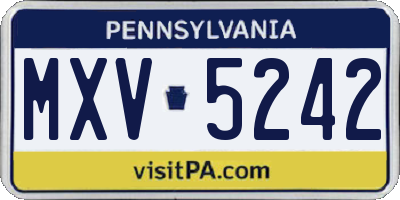 PA license plate MXV5242