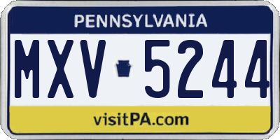 PA license plate MXV5244