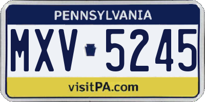 PA license plate MXV5245