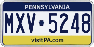 PA license plate MXV5248