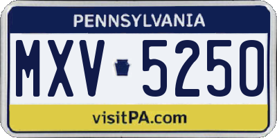 PA license plate MXV5250