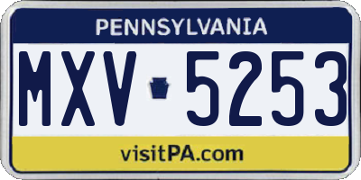 PA license plate MXV5253