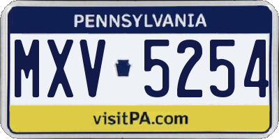 PA license plate MXV5254