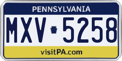 PA license plate MXV5258