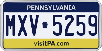 PA license plate MXV5259