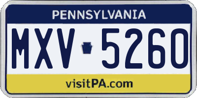 PA license plate MXV5260