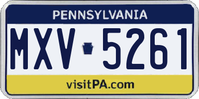 PA license plate MXV5261