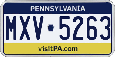 PA license plate MXV5263