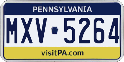 PA license plate MXV5264