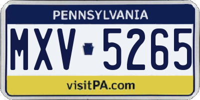 PA license plate MXV5265