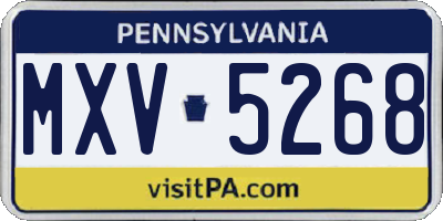 PA license plate MXV5268