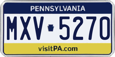 PA license plate MXV5270