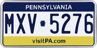 PA license plate MXV5276