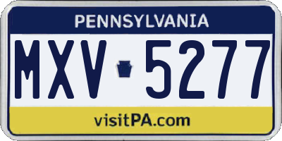 PA license plate MXV5277