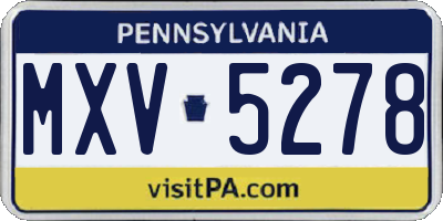 PA license plate MXV5278