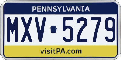 PA license plate MXV5279