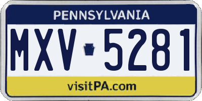 PA license plate MXV5281