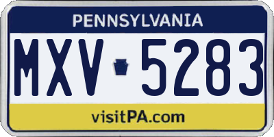 PA license plate MXV5283