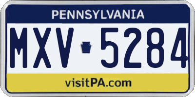 PA license plate MXV5284