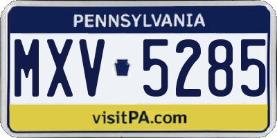 PA license plate MXV5285