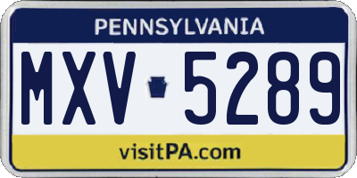 PA license plate MXV5289